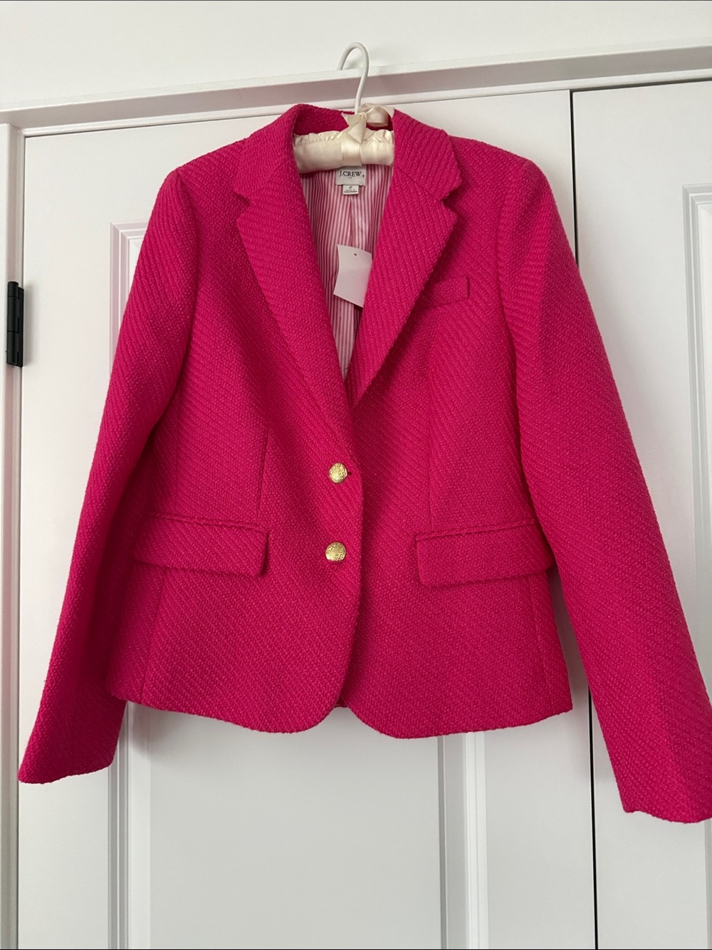 J. Crew Hot Pink Textured Two-Button Blazer NWT SZ 2 $218